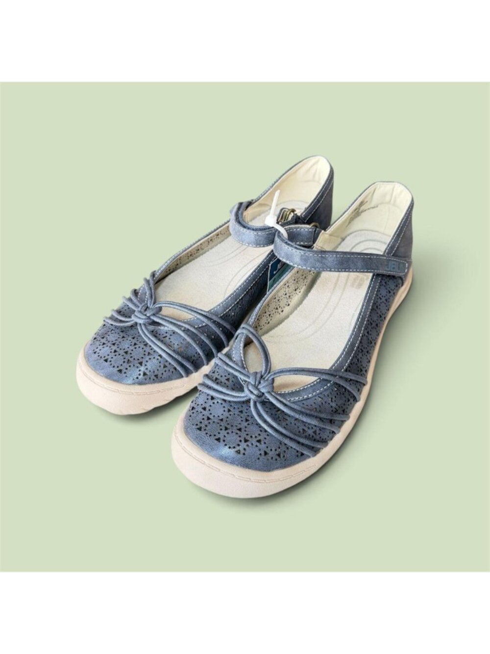 Navy Shimmer Vegan Leather Mary Jane Sandal Flats Womens Size 7.5 Medium